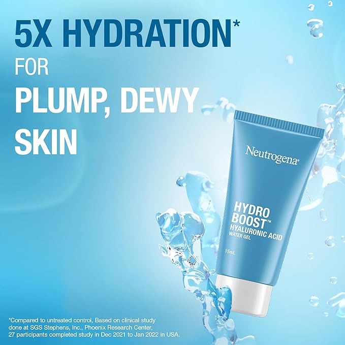 Neutrogena Hydro Boost Hyaluronic Acid Moisturizer  5x Hydration  Water Gel Infused with 9 Amino Acids  For All Skin Types  For Men  Women 15g