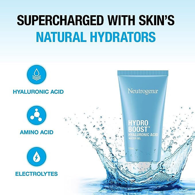 Neutrogena Hydro Boost Hyaluronic Acid Moisturizer  5x Hydration  Water Gel Infused with 9 Amino Acids  For All Skin Types  For Men  Women 15g
