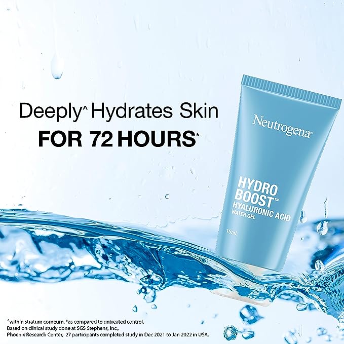 Neutrogena Hydro Boost Hyaluronic Acid Moisturizer  5x Hydration  Water Gel Infused with 9 Amino Acids  For All Skin Types  For Men  Women 15g